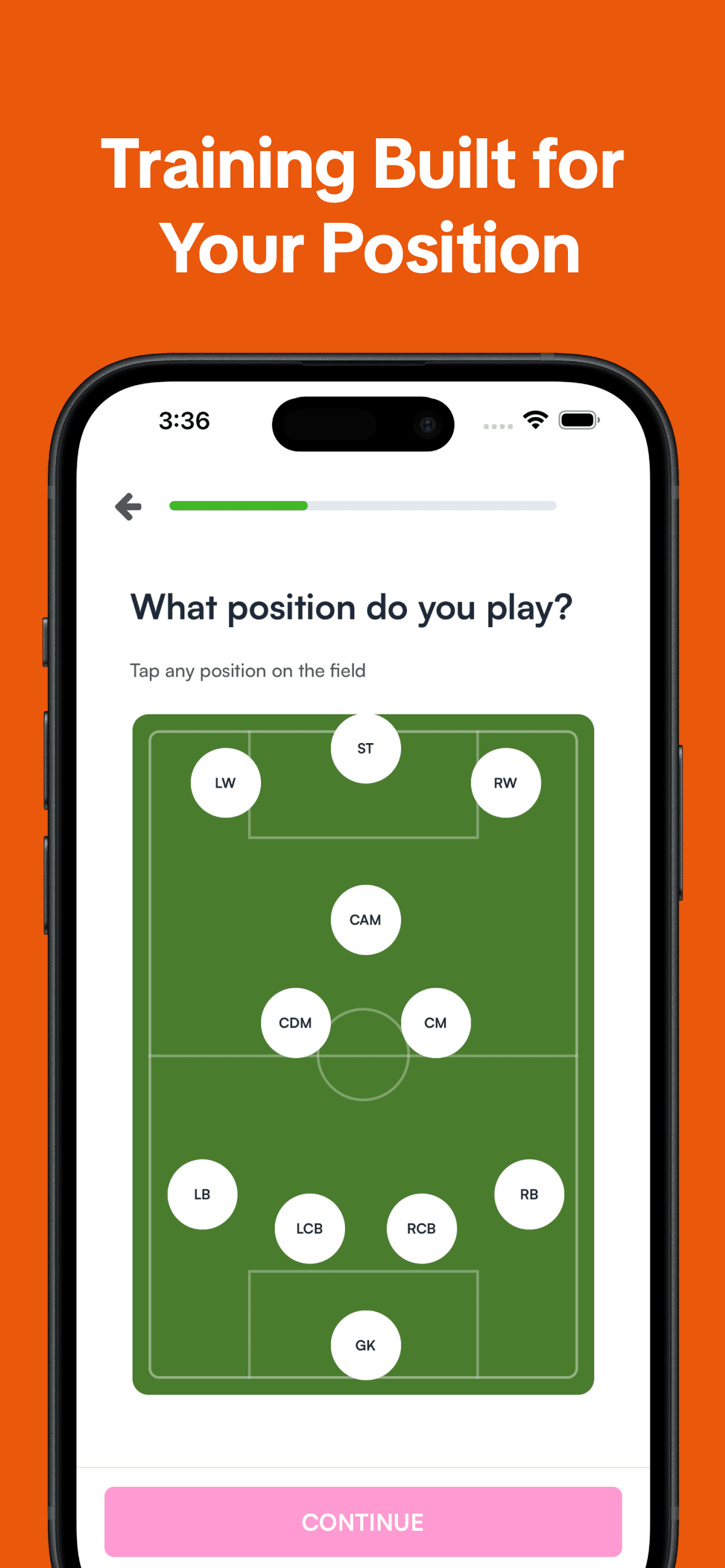 Personalized training plan screen in Footwork soccer app
